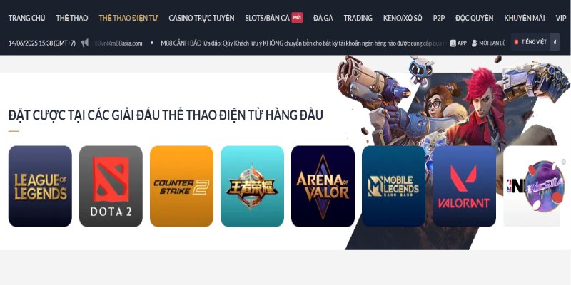 Bảo hiểm cược thua tại Esport M88
