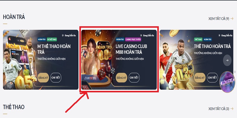 Live Casino M88 Hoàn Trả – Chương trình ưu đãi hàng ngày