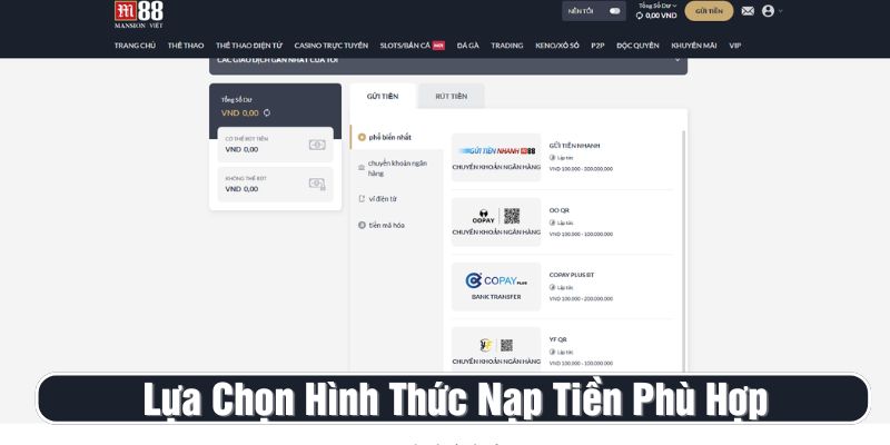 Hướng dẫn nạp tiền M88 an toàn, nhanh chóng